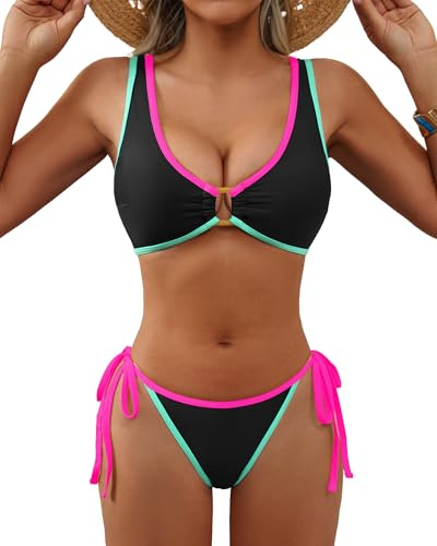 XUNYU Thong Bikini Bets for Women Two Piece Swimsuit Sexy Bathing Suit Push Up Triangle Bikini Top Cheeky Swim Suits 2026
