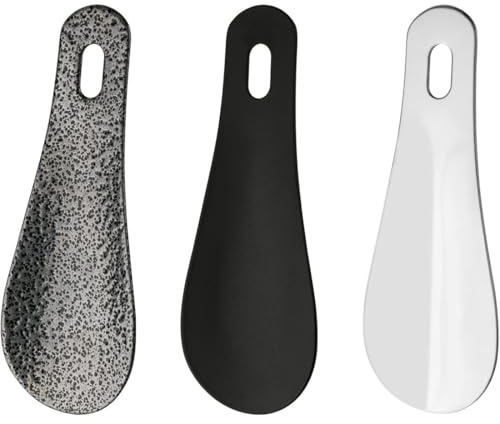 SWYZOR 3 Pezzi Mini Calzascarpe in Metallo, Calza Scarpe, Piccolo, Corto, Calzante da Viaggio in Acciaio Inox, Aiuto per Scarpe per Uomo, Donna e Anziani, Ideale per Viaggi e Campeggio