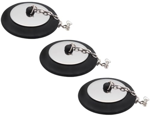 INOOMP Tapones Paquete de Larga Bañera con Cadena Drenaje de Goma para Sellado Forma Redonda de 3 Piezas para Baño y Cocina