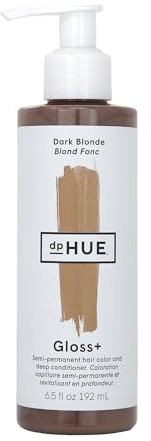 dpHUE Gloss+, Dark Blonde - 6.5 oz (8-12 Applications) - Semi-Permanent Hair Color & Conditioner - Lasts Up to Eight Washes - Paraben, SLS & SLES Sulfate Free - Vegan, Leaping Bunny Certified