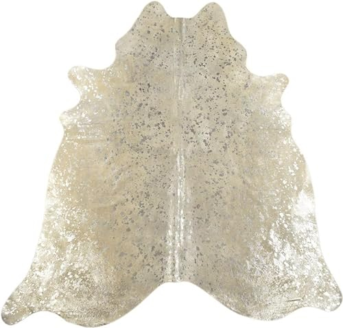 generisch Kuhfell Stierfell Kalbfell Teppich Silber Devore grau ca. 210 x 200 cm Metallic Effekt von KUHFELLE online