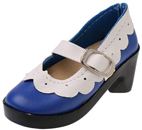 Inzopo Une Paire de Chaussures à Bout Rond Lolita Bloc Talon Mary Janes pour poupées 1/3 BJD SD DOD SOOM LUTS - Bleu