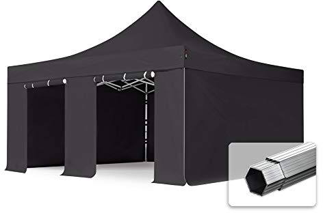 TOOLPORT ALU Pavillon Faltpavillon 5x5m ohne Fenster robust und wasserdicht Professional 50mm Partyzelt schwarz schwer entflammbar