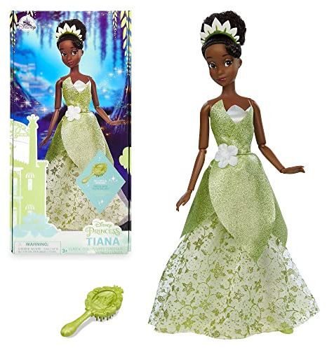 Disney Store Offizielle Tiana-Puppe für Kinder, Küss den Frosch, 29 cm, vollbewegliche Puppe im Maskenball-Kleid mit ausgearbeiteter Haarbürste, geeignet ab 3 Jahren