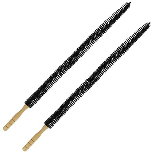 ComPDCVD Paquete de 2 Cepillo Limpiador de Radiador Plumero Flexible de Radiador Largo con Mango de Madera Cepillo para Polvo de Pelusa de Secadora 75cm para Mueble Lavadora Refrigerador