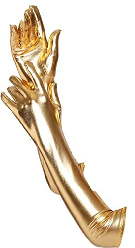 Achsoo Lång kväll för kvinnor patent läder eleganta handskar damer kostym klänning cosplay, Guld (patentläder), en storlek
