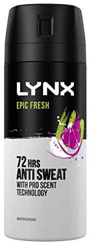 Lynx Epic Fresh Anti-Perspirant Aerosol Men's Deodorant Spray with ProScent technology and a grapefruit & tropical pineapple scent for 72 hours protection against odour and wetness 150 ml