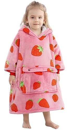 Narecte Kids Blanket Hoodie Kids Hoodie Blanket Kids Wearable Blanket Kids,Wearable Blanket,Oversized Sweatshirt Birthday Gifts for Teen Girl Year Old Boy Gift Ideas Strawberry for Toddler Kids