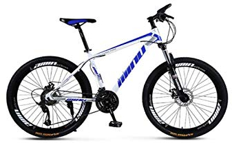 MOLVUS Mountainbike unisex hård svans mountainbike högkolstål ram MTB cykel 26 tum mountainbike 21/24/27/30 hastigheter med skivbromsar och upphängningsgaffel, blå, 30 hastigheter