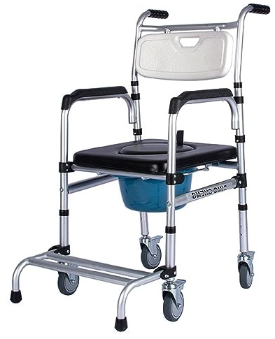 Sedie A Rotelle Toilette Portatile Con Ruote,Lega Di Alluminio Sedie A Rotelle Bagno Trasferimento Per Disabili Anziani,Sedie Da Toilette Edside,Con Poggiapiedi Ribaltabile A