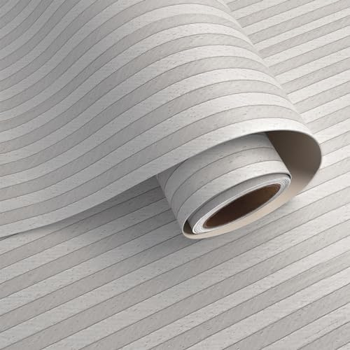 VaryPaper Rustic Wood Stripes Wallpaper Peel and Stick Light Grey Wood Contact Paper for Cabinets Walls Removable Self Adhesive Waterproof Wood Vinyl Wrap for Countertops Furniture Desk 15.7''x78.7''