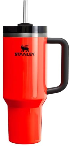 STANLEY Quencher H2.0 FlowState Stainless Steel Vacuum Insulated Tumbler with Lid and Straw for Water, Iced Tea or Coffee, Smoothie and More, Neon Orange, 40 OZ, 10-12552-029