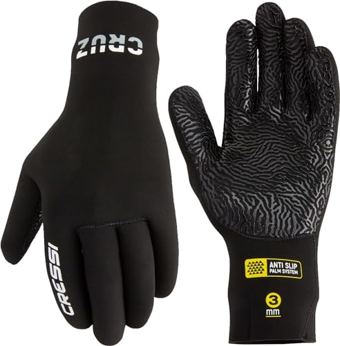 Cressi Cruz Gloves 3mm - Neopren Tauchhandschuhe Schwarz 3mm Anti Slip Palm System, S/2, Erwachsene Unisex