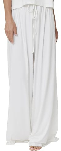 BUMPSUIT Wide Leg Pants Woman, Soft Loose Casual Maternity Pregnancy and Yoga Ladies Drawstring Pants for Ultimate Comfort Ivory