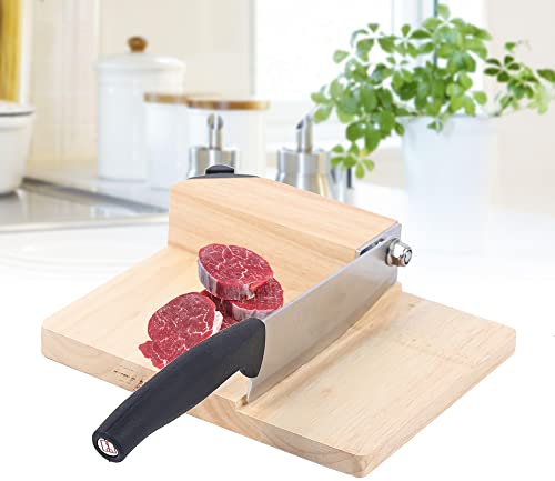 Biltong Cutter in acciaio inox, taglierina da cucina, taglierina manuale, affettatrice per pane, verdure, manzo, jerky, taglio con base in legno, guillotine