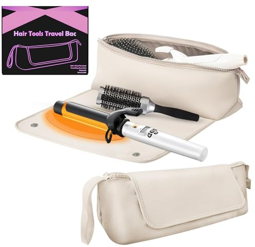 FOVERN1 Hair Tools Travel Bag with Heat Resistant Mat,Large Capacity Curling Iron Storage Bag,Hairdrying Tool Storage Bag,Hair Dryer Storage Bag,Straighteners Haircare Accessories,Gifts for Women