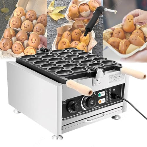 Máquina para Hacer Gofres Con Forma De Huevo Comercial De 12 Orificios, Máquina para Hacer Gofres Con Burbujas Antiadherente De 1800 W, Ajustes De Temporizador, Temperatura Ajustable De 122 A 572 °F