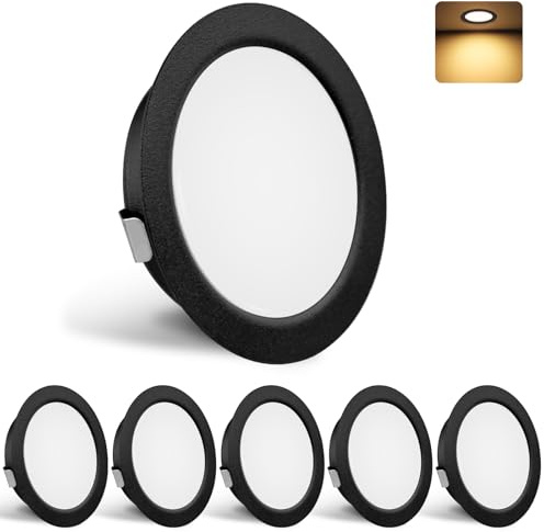 Infällda LED-lampor 230 V 3 W 3000K IP44 LED Spots 55-58MM 6 st svart