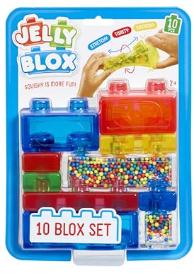 Goliath - Jelly BLOX – Pack 10 Blocs Extensibles, Souples & Flexibles - Jeu de Construction Sensorielle pour Enfants dès 2 Ans - Bloc Squishy Lavables - Motricité Fine & Imagination - Idée Cadeau
