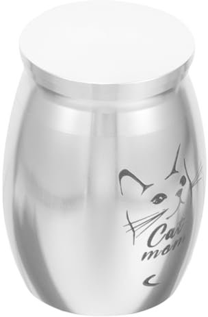 HEMOTON Urne Funéraire pour Animaux de Compagnie Argenté Conteneur de Cendres pour Chat Boîte Commémorative Étanche