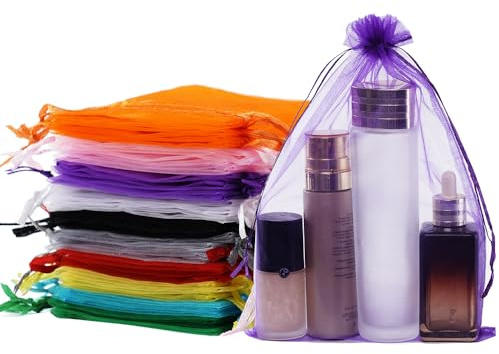 DoGeek 60pcs Organza Gift Bags, Drawstring Jewelry Pouches Wedding Party Favour and Candy Bags (Multicolour, 20 x 30 CM)