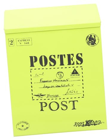 FONDOTIN Postale da Parete Vintage in Ferro con Serratura e Design Lettere Inglesi Scatola Lettere Montata Muro Resistente e Decorativa e Giardino Capacità Media Stile Retrò Verde