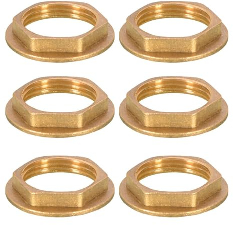 Lot de 6 écrous de sécurité hexagonaux à bride - Raccord de tuyau G1/2 - Filetage intérieur en laiton - Écrou hexagonal à bride hexagonale - Écrou de sécurité pour robinet sanitaire - Pour salle de