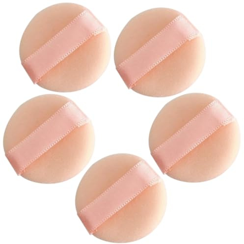 Mini Powder Puff 5pcs Beige Flocking Lovely Makeup Tools | Ladies Makeup Sets, Mouth Corner and Eyes Use, Comfortable Makeup, Cosmetic Supplies