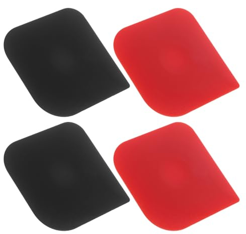 Mipcase Lot de 4 Grattoirs à Casseroles en Plastique Rouge et Noir Outil Multifonction pour Nettoyer Poêles en Fonte Couper et Gâteau Ustensiles Pratiques Cuisine Domestique