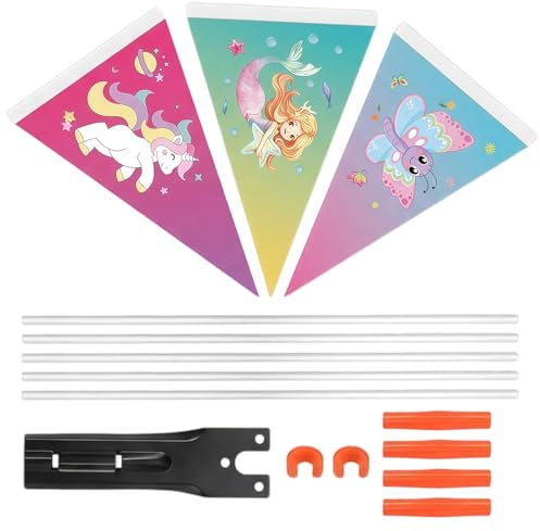 VEOIRXU 3 Pièces Fanion de Vélo Papillon Licorne Sirène Drapeau De Vélo pour Enfant Drapeau Vélo pour Vélo d'Enfant Drapeau de Sécurité avec Support Réglable Fanion pour Vélo Scooter Camions