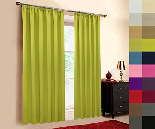 Sun World Hochqualitativer Verdunkelungsvorhang nach Maß, Kräuselband, Schlaufen, Maßanfertigung, Thermovorhang Vorhang nach Maß, Gardinen nach Maß, Light Green (100cmcm Höhe x 145cm Breite)