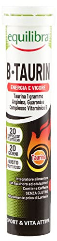 equilibra Integratori Alimentari, B-Taurin, Integratore per Energia Istantanea, Stimola il Metabolismo, con Taurina, Arginina, Guaranà e Vitamine del Gruppo B, 20 Compresse Effervescenti