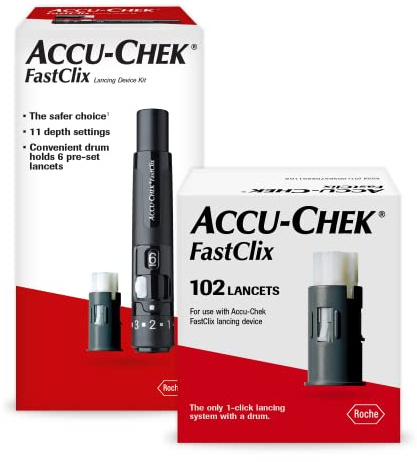 Accu-Chek FastClix Diabetes Lancing Device and 108 FastClix Lancets for Diabetic Blood Glucose Testing (Packaging May Vary)