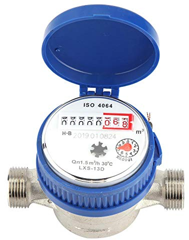 Wasserzähler für Haus und Garten, Kaltwasserzähler, 15 mm, 1/2 Zoll, Hauswasserzähler und Garten