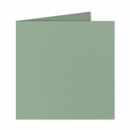 Vikta fyrkantiga kort 15 x 15 cm – eukalyptus (grön) – 50 stycken – dimensionellt stabil – lämplig för skrivare – för gratulationskort, inbjudningar och mer