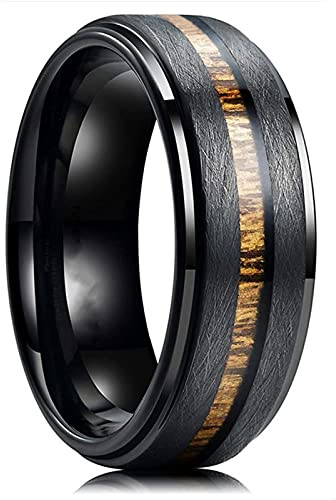 HCMA Nuevo y elegante anillo de carburo de tungsteno negro para hombre de 8 mm, joyería de acero inoxidable, superficie cepillada, parche, anillo de compromiso, joyería