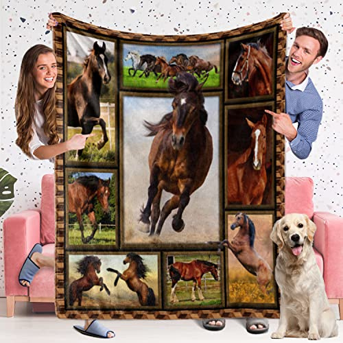 Catilo Horse Blanket for Men and Women - Lightweight Plush Throw for Sofa, 50 x 60 Inch - Gift for Horse Lovers