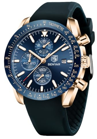 BENYAR BY Orologio Uomo Cronografo Analogico al Quarzo Impermeabile Luminoso Orologi Moda Sportivo Regalo per Uomo