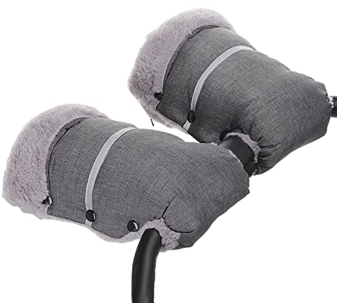 AUPOWER Mangueras, Cochecito Cochecito Muff de Mano Impermeable y Resistente al Viento Anticongelante Forro Polar Guantes Universal Calentador de Mano para Buggy Carrito Remolque Bicicleta. Gris