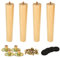 GOYADA Lot de 4 Pieds de Meuble en Bois Massif 25 CM, Pieds de Canapé Avec Plaques de Montage et Vis pour Armoire, Chaise, Lit, Meuble TV