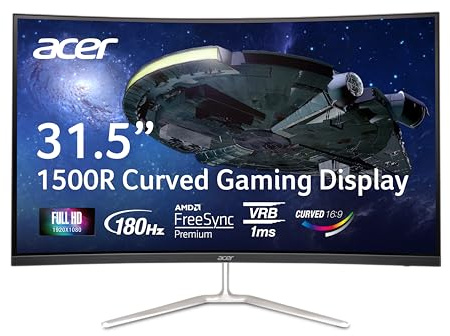 acer Nitro 31.5 FHD 1920 x 1080 1500R Curved PC Gaming Monitor | AMD FreeSync™ Premium | Up to 165Hz Refresh | 1ms VRB | VESA Mountable | 1 x Display Port 1.2 & 2 x HDMI 1.4 | EDA320Q PBIIPX