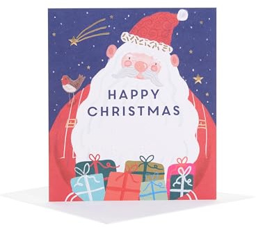 Brittiska hälsningar julkort för honom/henne/vän - punktskrift jultomte design