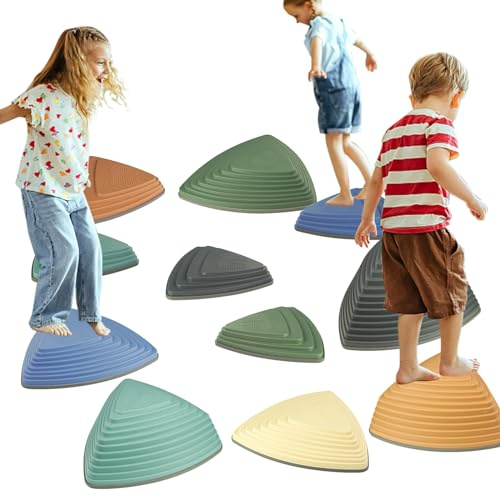 Gentle Monster Stepping Stones for Kids, Set of 6/8/11 PCS for Balance with Non-Slip Bottom - Exercise Coordination and Stability(11PCS Morandi)