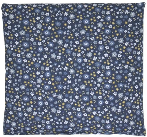 Cojín de semillas de colza, 19 x 19 cm, tejido orgánico, diseño de flores, color azul