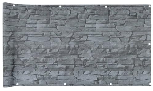 vidaXL Balkonsichtschutz, PVC, Steinoptik, Grau, 700 x 75 cm, Zaunrolle, Zaunband, Sichtschutz