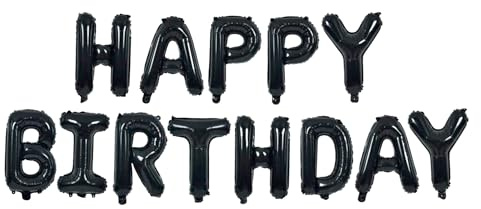 Anniversaire Ballon Bannières Kit Noir - GREATRIL Joyeux Guirlande Happy Birthday Decoration pour Garçons Filles Adultes d'anniversaire Fête