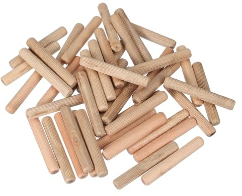 PATIKIL Träpluggar stift 12 mm x 80 mm (1/2 tum x 3-3/16 tum) raka trästavar för hantverksmöbler gör-det-själv träräfflade träpluggar 60