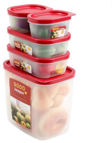 Cozary Conservation Alimentaires Hermétiques avec Couvercles, 5 Pièces Boîtes Alimentaires, Sans BPA, Meal Prep Containers pour Rangement Cuisine, Congélation et Micro-ondes