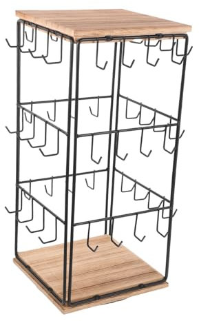 ABOOFAN Espositore Gioielli in Legno e Ferro Portagioielli Rotante Multifunzionale Organizer Compatto Per Orecchini e Anelli Accessorio Decorativo Per Vanità e Negozi Retail