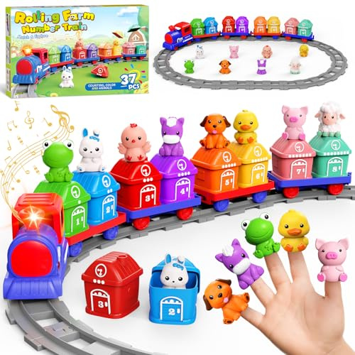 Meytccve Giocattolo Educativo per Bambini di 1-3 Anni, Set Montessori per Abbinamento e Classificazione, Treno Elettrico Moderno per Bambini Regalo di Natale o Compleanno per Maschi e Femmine (Blu)